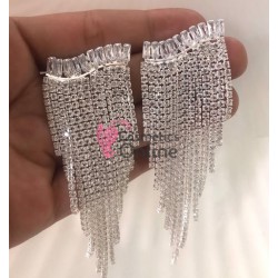 Cercei pentru dama moderni EARR23UU Argintii Set de 1 pereche cu cristale din zirconiu